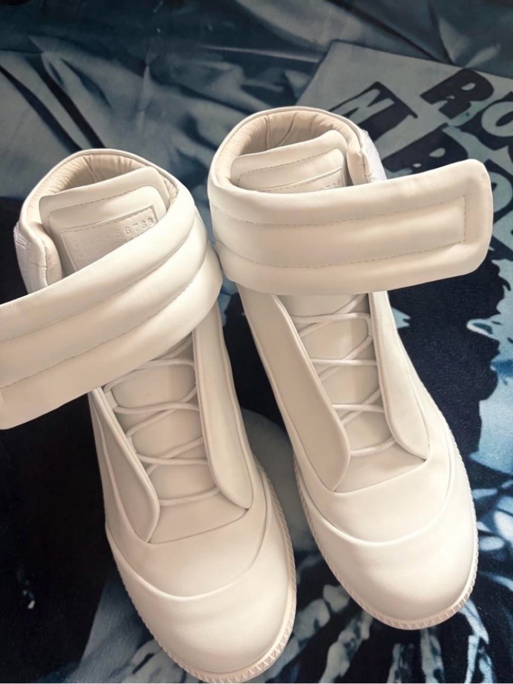 White High-Top maison margiela Sneakers with Padded Ankle Strap